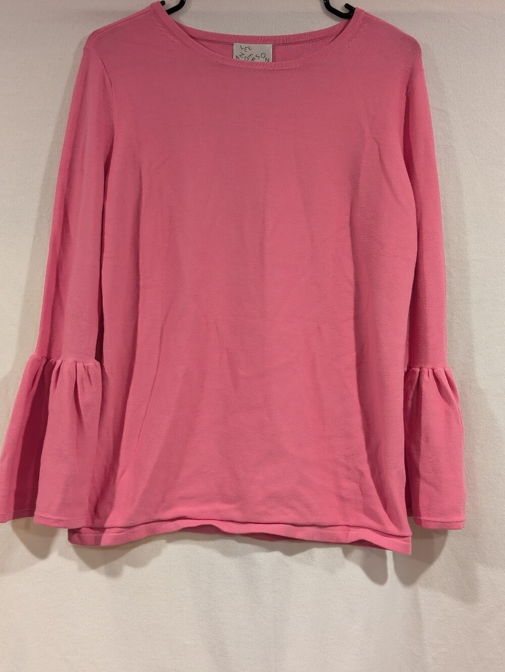 NWT Lee Anderson Couture Pink Knit Puffy Sleeve Bell Sleeve Sweater Medium VTG